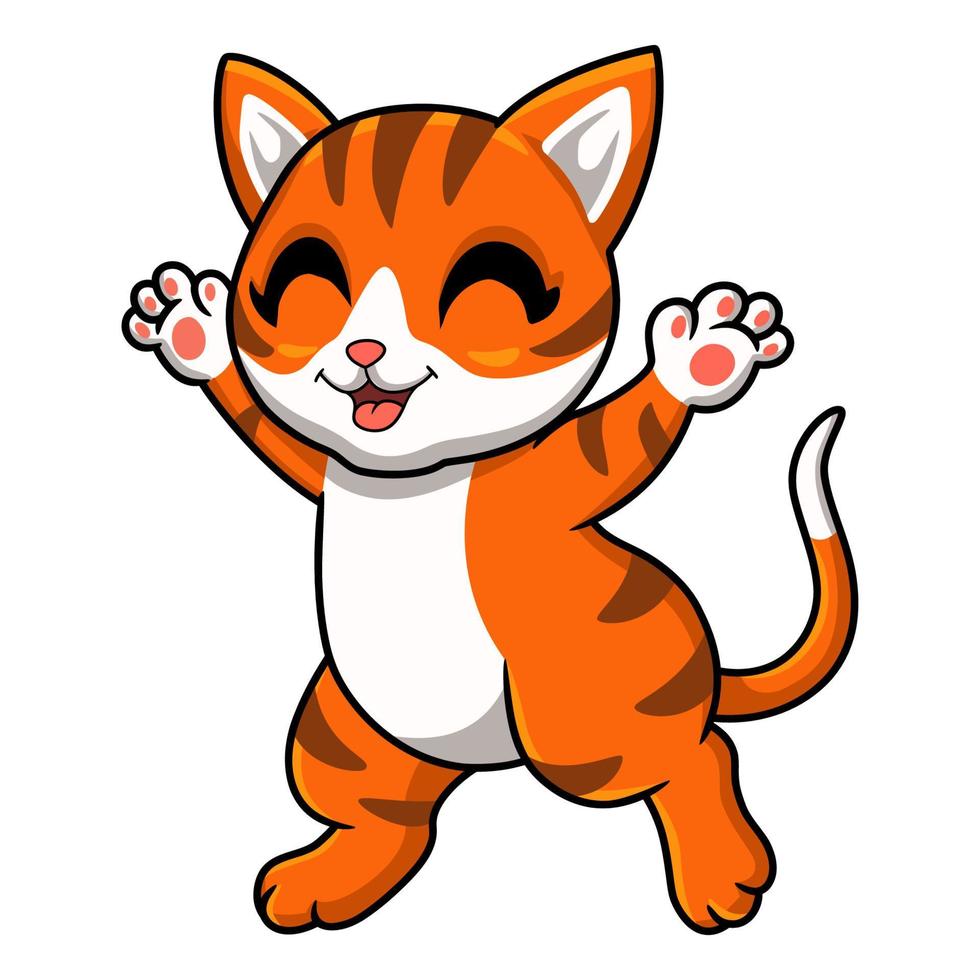 dessin animé mignon chat tigré orange vecteur