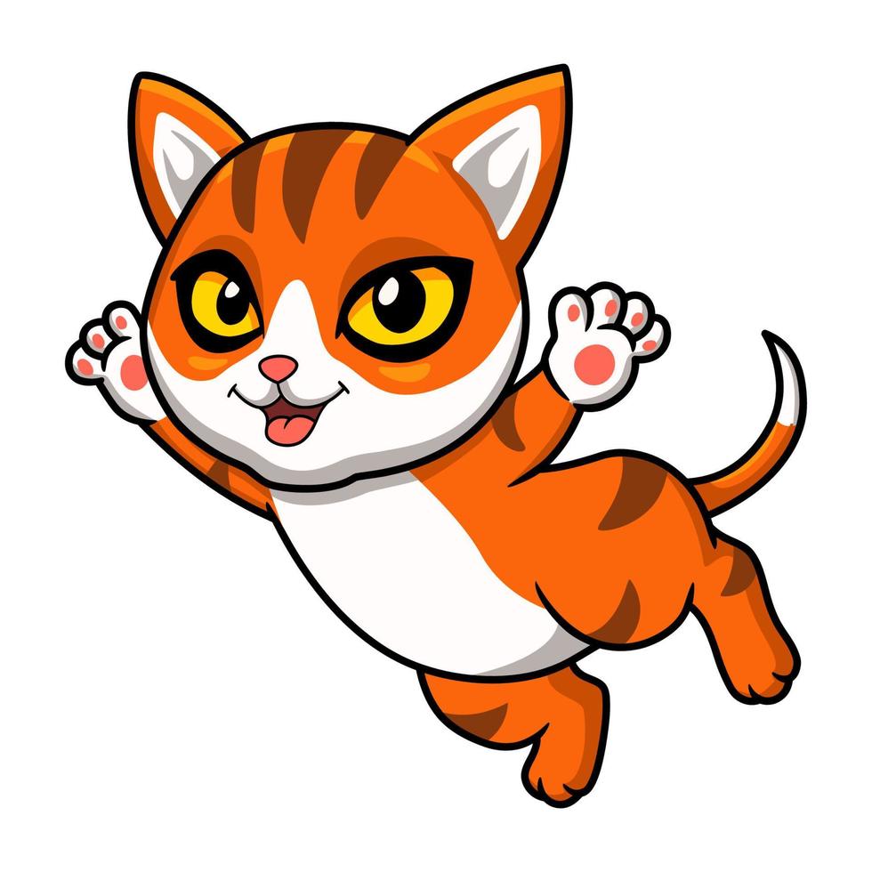 dessin animé mignon chat tigré orange volant vecteur