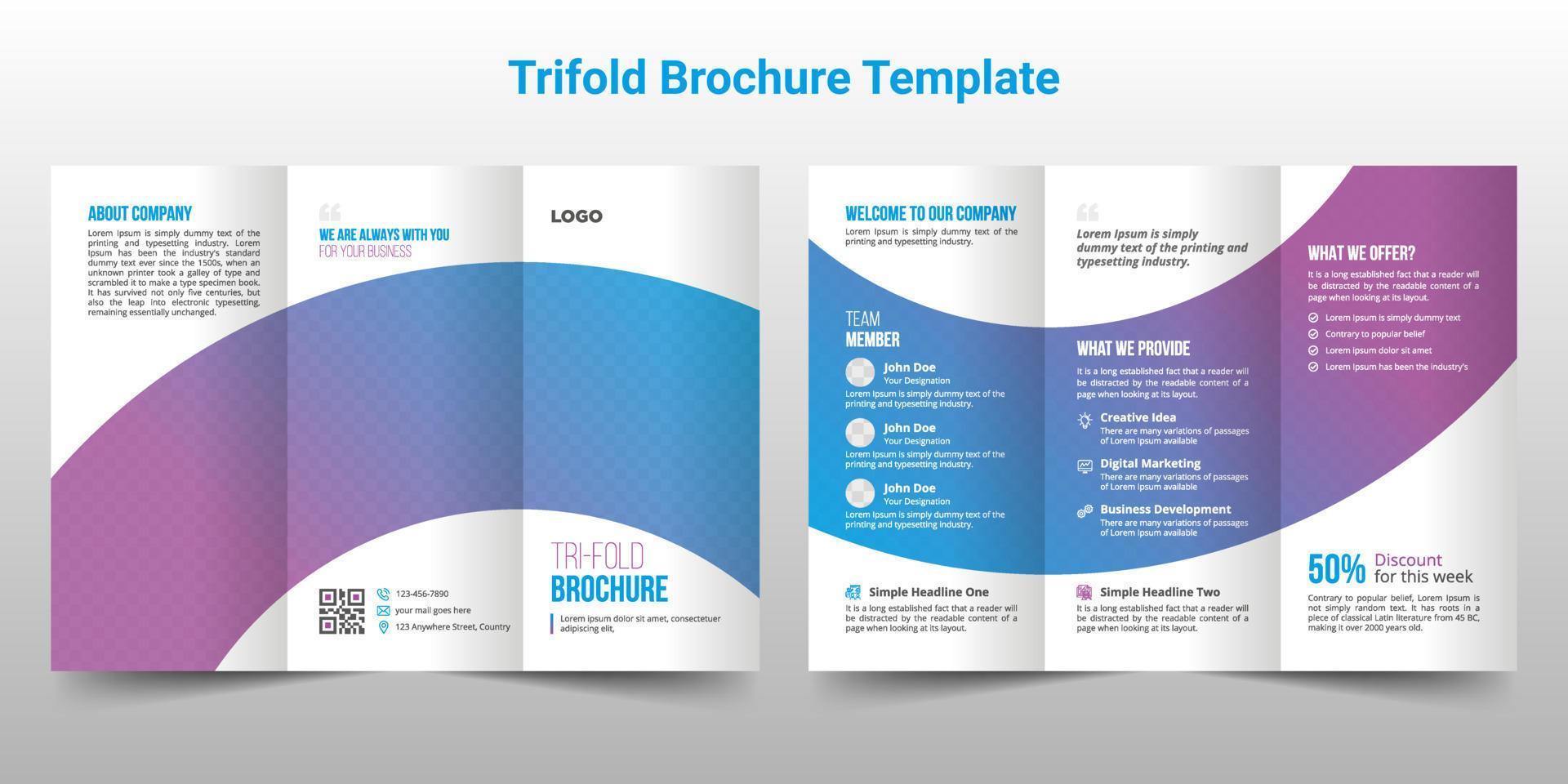 conception de modèle de brochure à trois volets d'entreprise créative, modèle vectoriel de brochure à trois volets d'entreprise abstraite