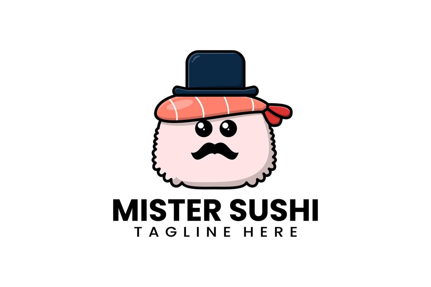 modèle plat moderne logo mister sushi vecteur