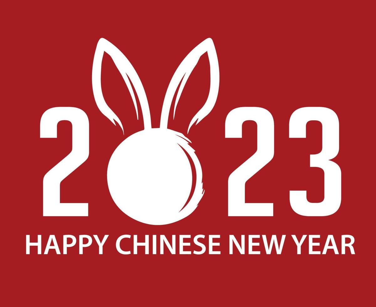 joyeux nouvel an chinois 2023 année du lapin blanc dessin abstrait illustration vectorielle avec fond rouge vecteur