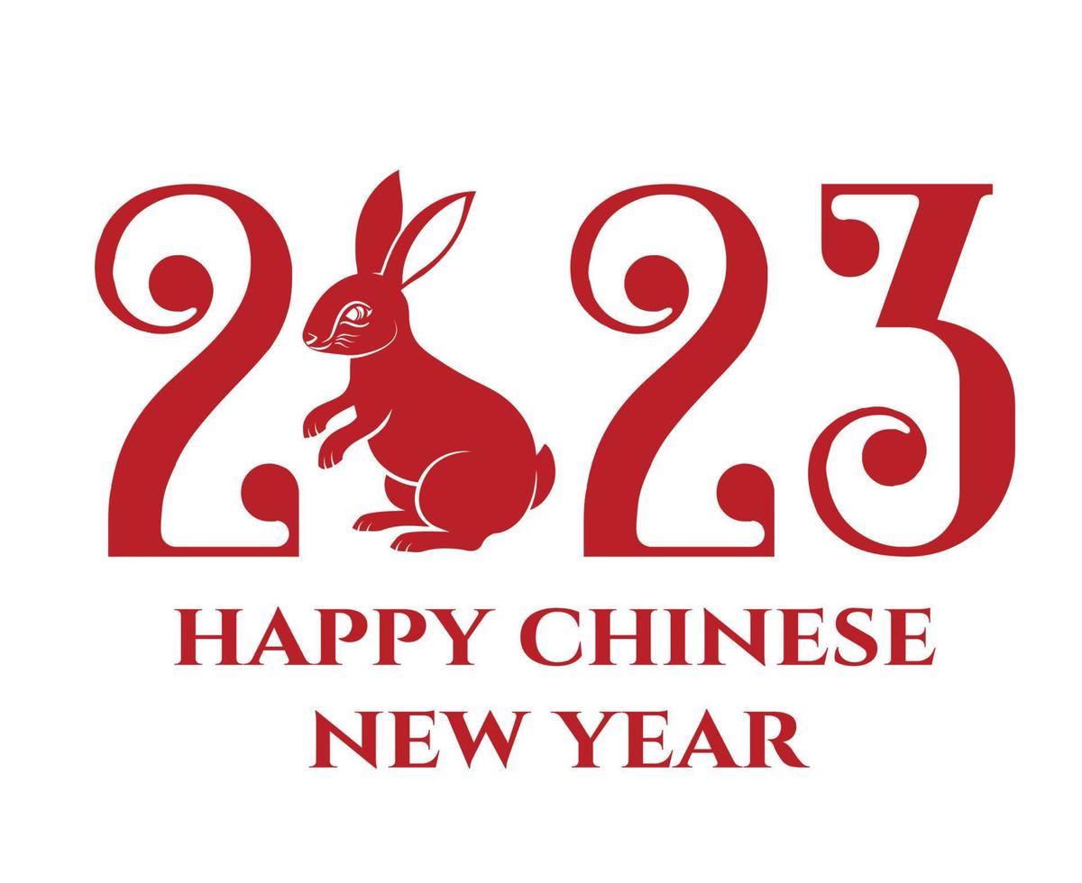 joyeux nouvel an chinois 2023 année du lapin illustration vectorielle abstraite rouge avec fond blanc vecteur
