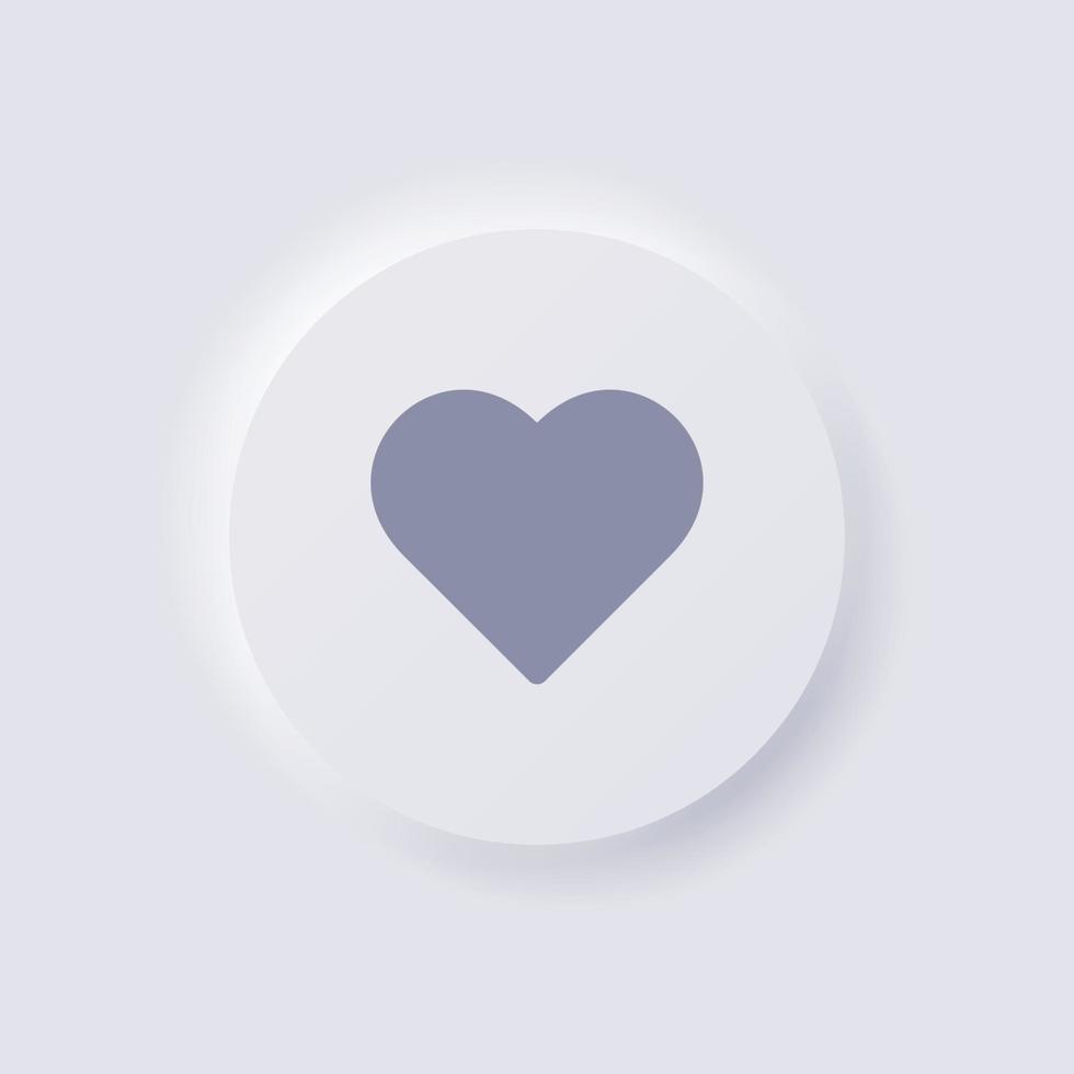 icône de coeur, icône de symbole préféré, conception d'interface utilisateur douce de neumorphisme blanc pour la conception Web, interface utilisateur d'application et plus encore, bouton, vecteur. vecteur