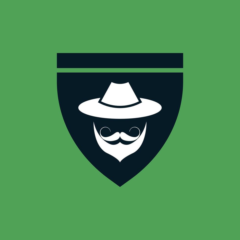 icône et logo de la moustache et de la coupe de cheveux de l'homme vecteur