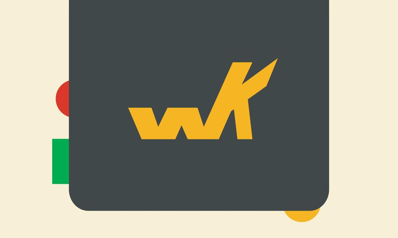 alphabet lettres initiales monogramme logo wk, kw, w et k vecteur
