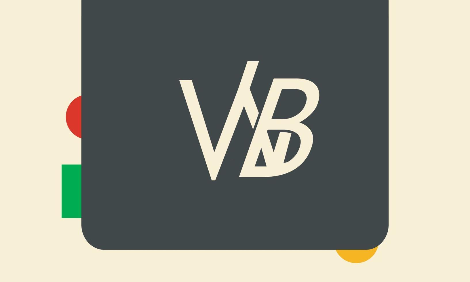 alphabet lettres initiales monogramme logo wb, bw, w et b vecteur