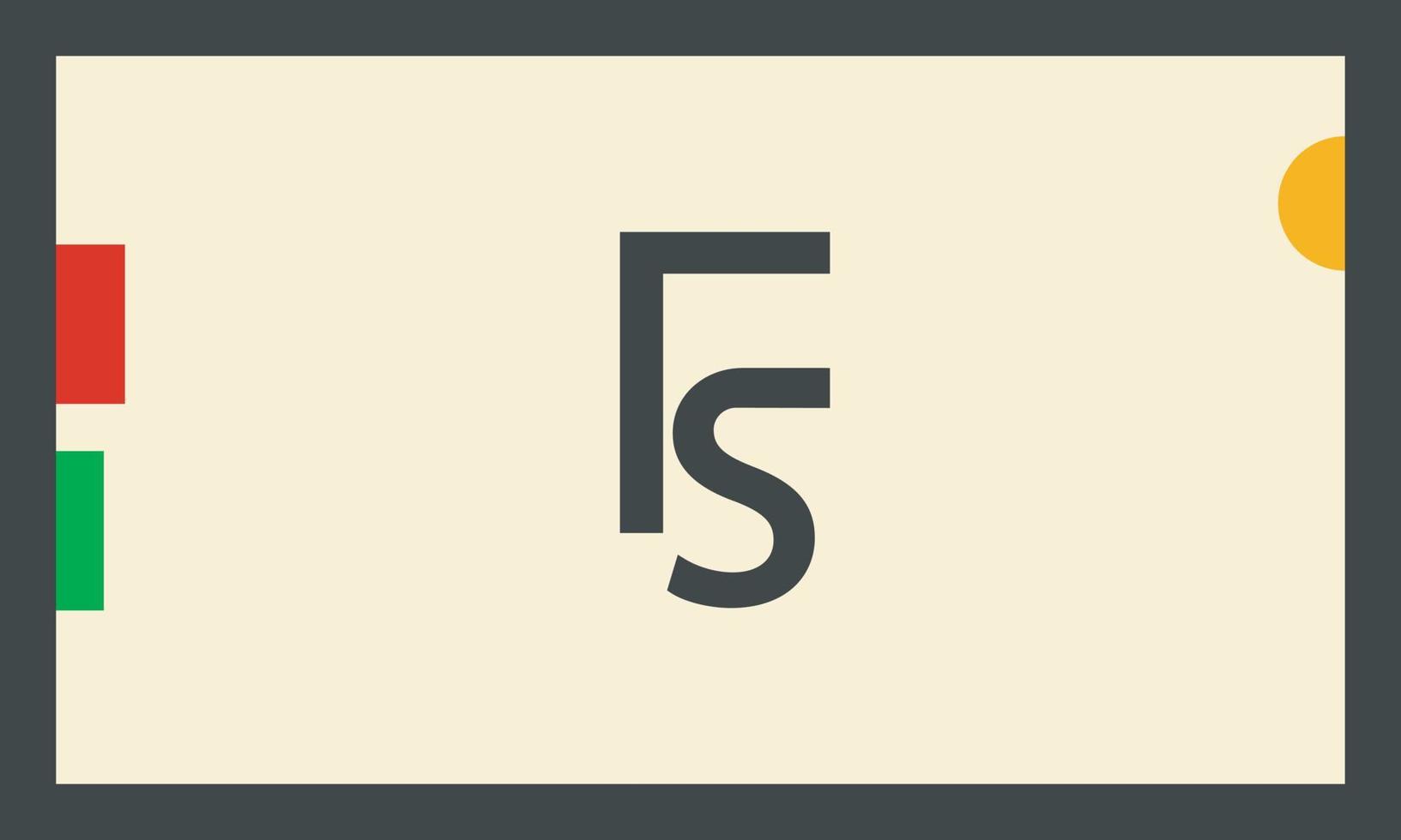 alphabet lettres initiales monogramme logo fs, sf, f et s vecteur