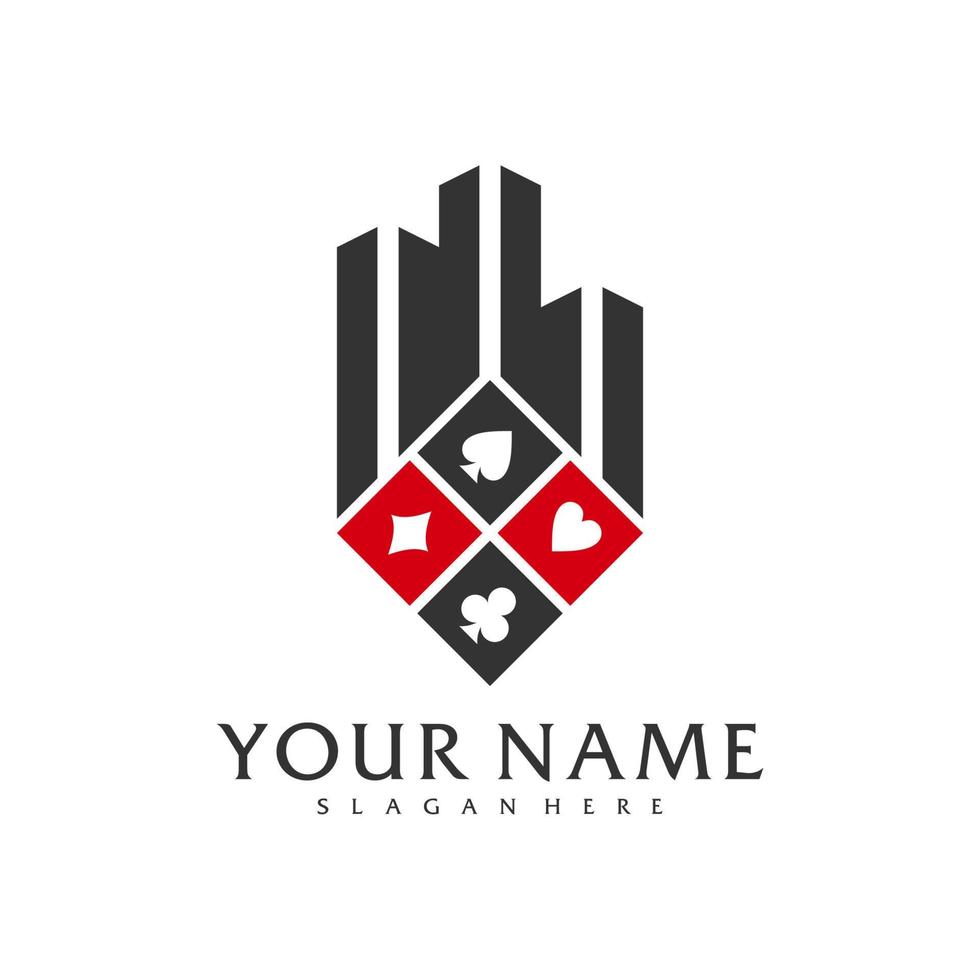 modèle vectoriel de logo de poker de ville, concepts créatifs de conception de logo de poker