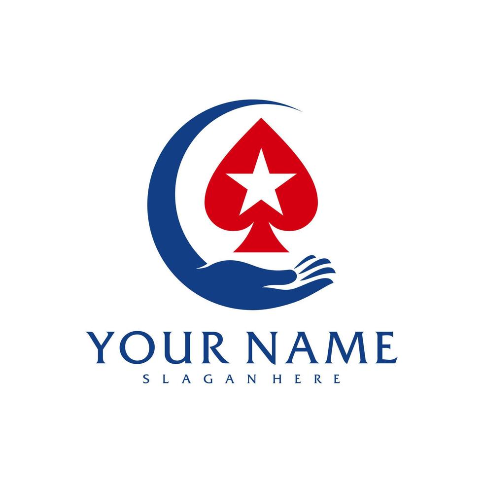 modèle vectoriel de logo de poker de soins, concepts de conception de logo de poker créatif