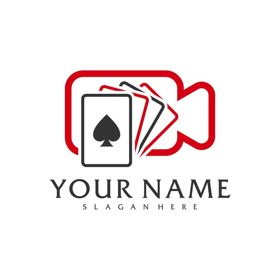 modèle vectoriel de logo de caméra poker, concepts de conception de logo de poker créatif