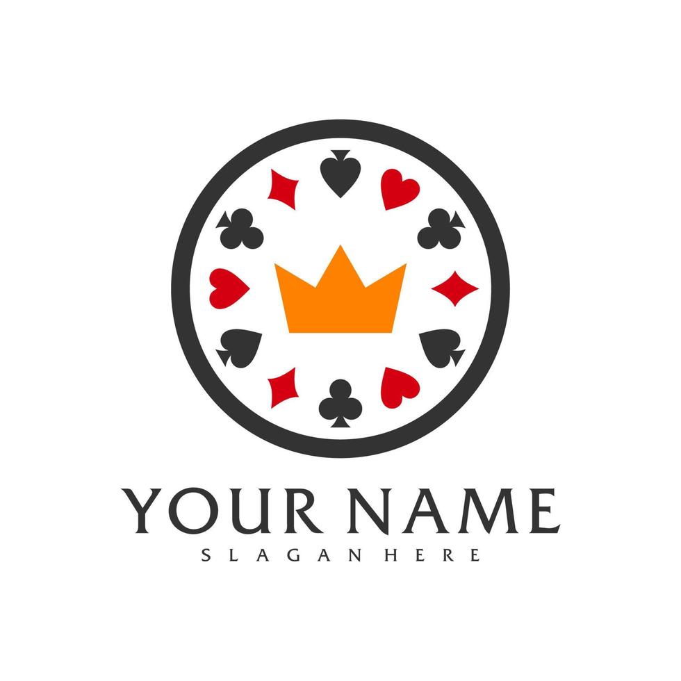 modèle vectoriel de logo king poker, concepts de conception de logo de poker créatif
