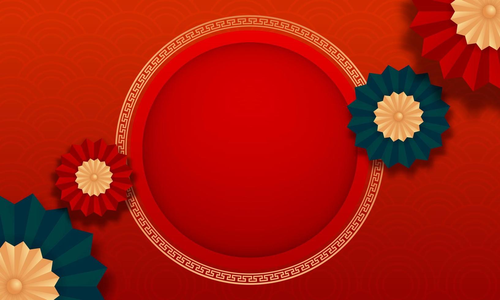 illustrations de modèle de fond du nouvel an chinois avec motif rouge et cercle ornement chinois avec ornement vecteur