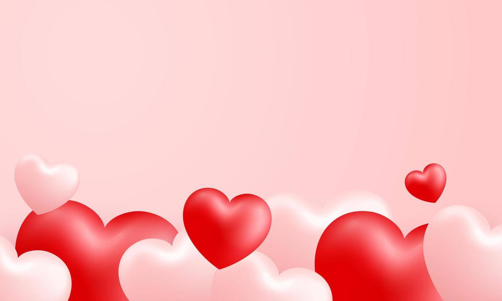 aime l'illustration de fond de la saint-valentin heureuse. beau fond rose avec coeur empilable réaliste vecteur