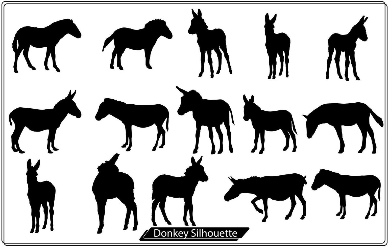 ensemble de silhouettes d'ânes bundle gratuit vecteur