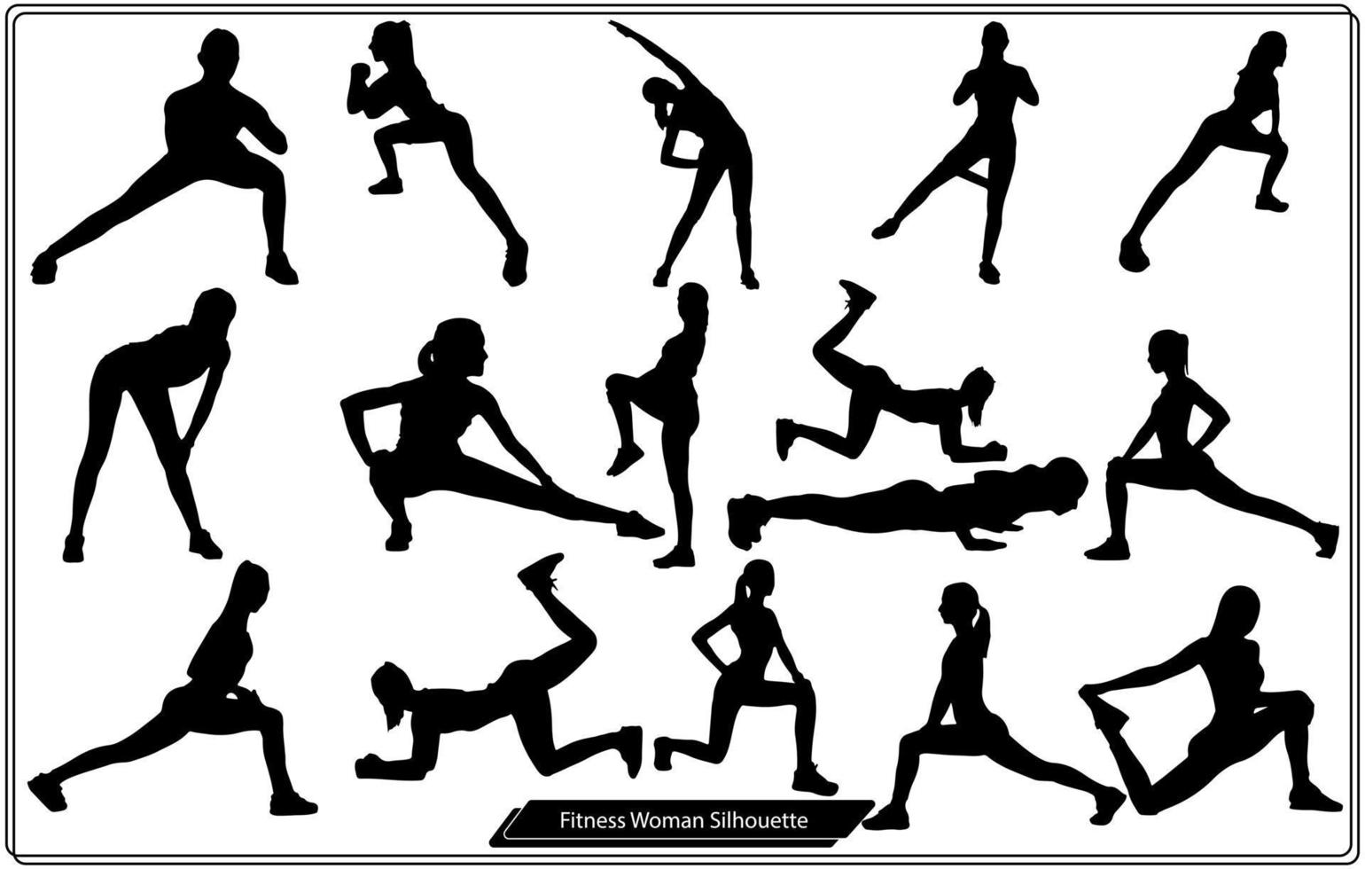 ensemble de silhouettes vectorielles femme fitness bundle vecteur