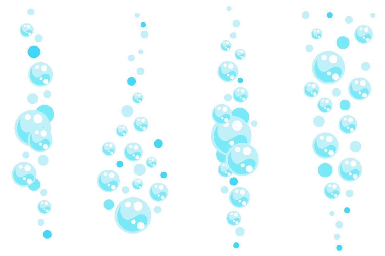 bulles de boisson gazeuse, d'air ou de savon. courants d'eau verticaux. illustration vectorielle de dessin animé. vecteur