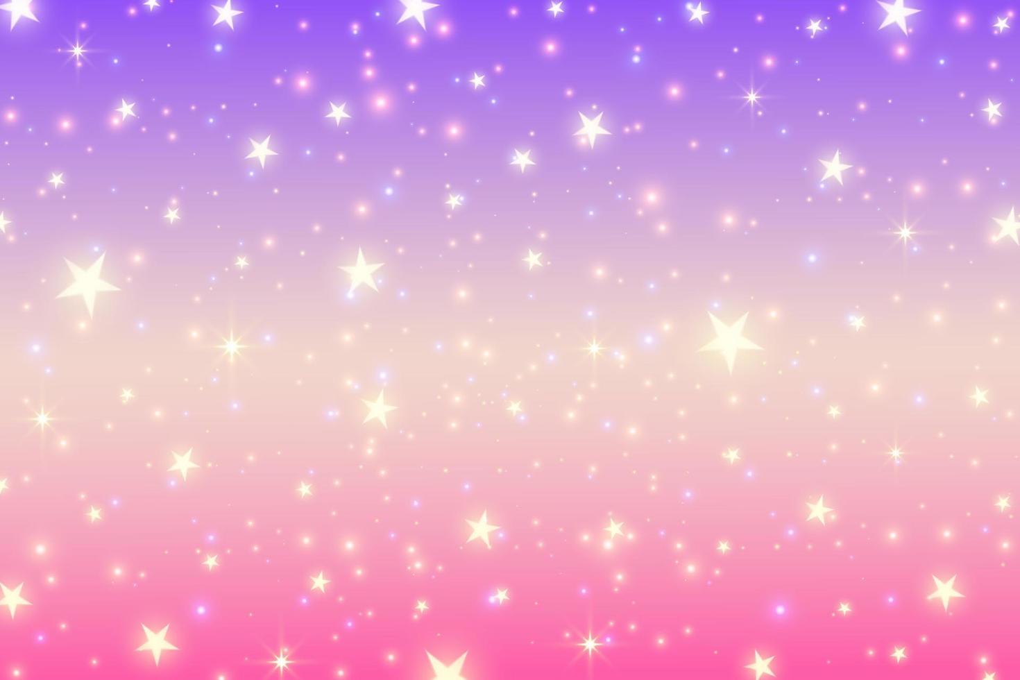 fond de licorne rose. ciel de couleur dégradé pastel avec des paillettes. espace de galaxie magique et étoiles. motif abstrait de vecteur. vecteur