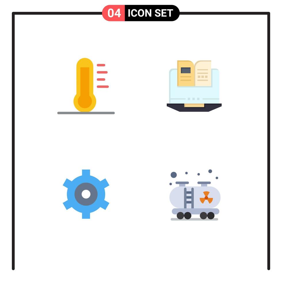 ensemble d'icônes plates d'interface mobile de 4 pictogrammes d'éléments de conception vectoriels modifiables de rouages d'ordinateur d'environnement d'engrenage écologique vecteur