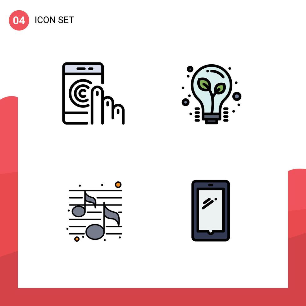4 icônes créatives signes et symboles modernes de click music smartphone light party éléments de conception vectoriels modifiables vecteur