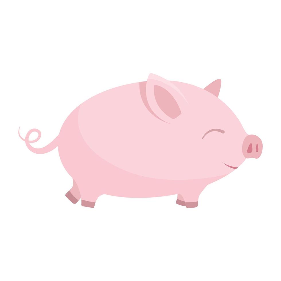 vecteur simple illustration isolée sur fond blanc. image de dessin animé d'un cochon ou d'un porcelet rose mignon. élément de conception