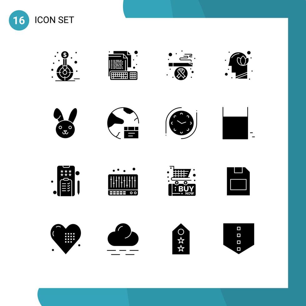 16 icônes créatives signes et symboles modernes de l'harmonie du clavier de la tête de lotus fumer des éléments de conception vectoriels modifiables vecteur