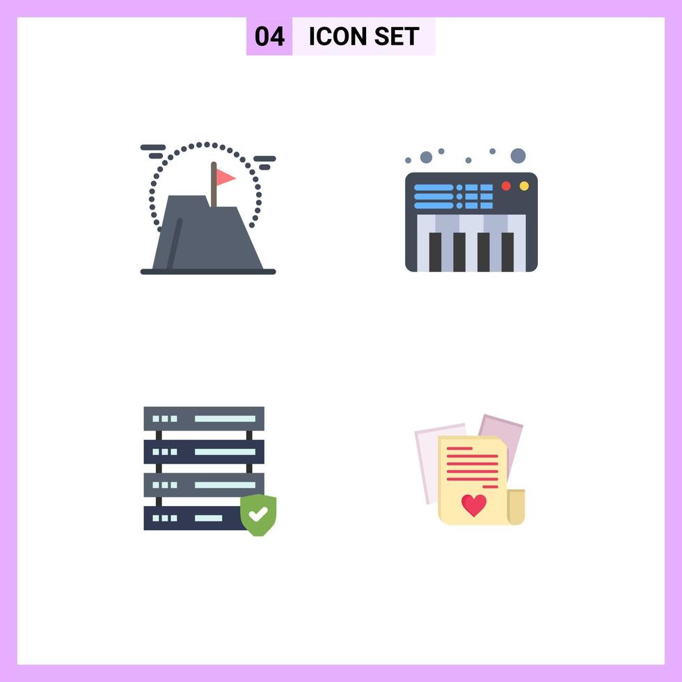 ensemble de 4 symboles d'icônes d'interface utilisateur modernes signes pour la réalisation de la mission de sécurité fichier de piano éléments de conception vectoriels modifiables vecteur