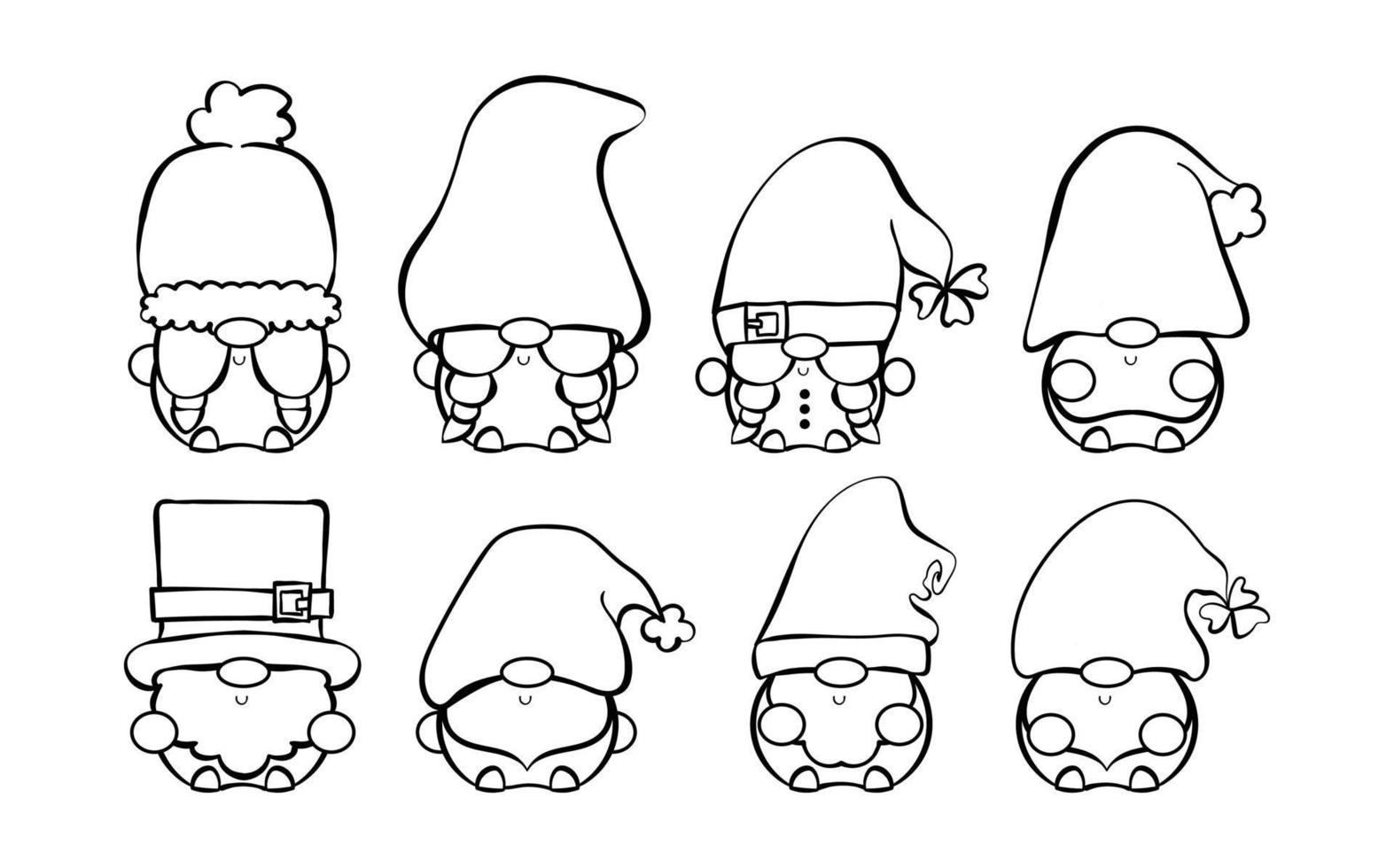 collection de st. patricks gnomes mignons graphiques vectoriels lineart vecteur