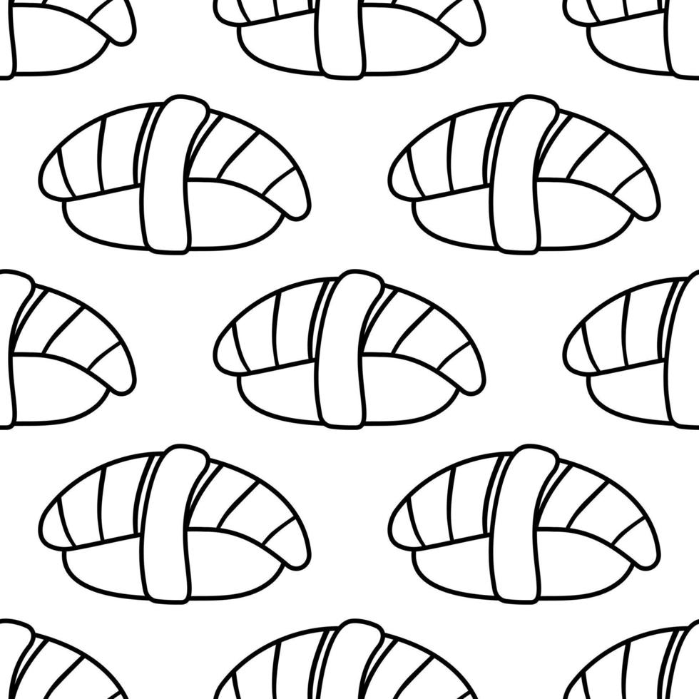 motif de sushi japonais dans un style doodle. cuisine asiatique pour le menu des restaurants vecteur