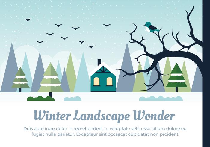 Gratuit Design plat Vector Paysage d'hiver