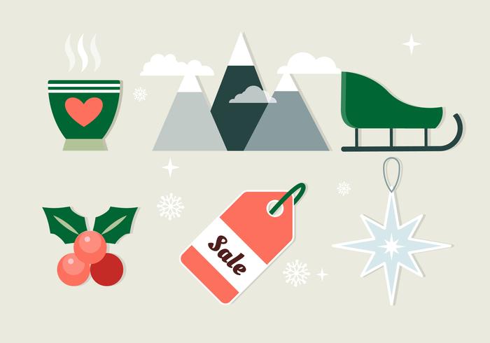 Éléments de Noël gratuits Design plat Vector