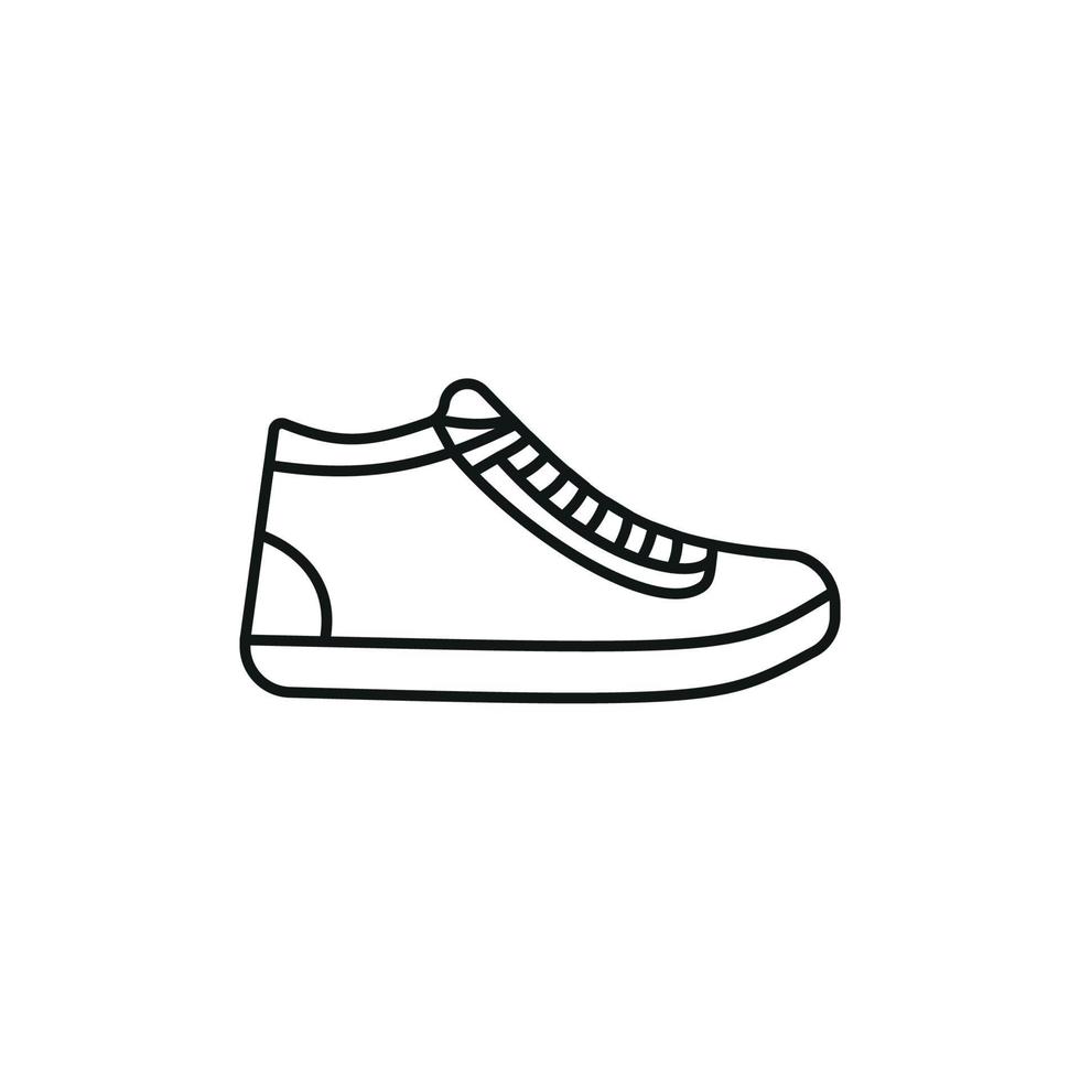 illustration vectorielle de contour noir et blanc de chaussures. baskets, unisexe, baskets contour. ligne vectorielle. vecteur