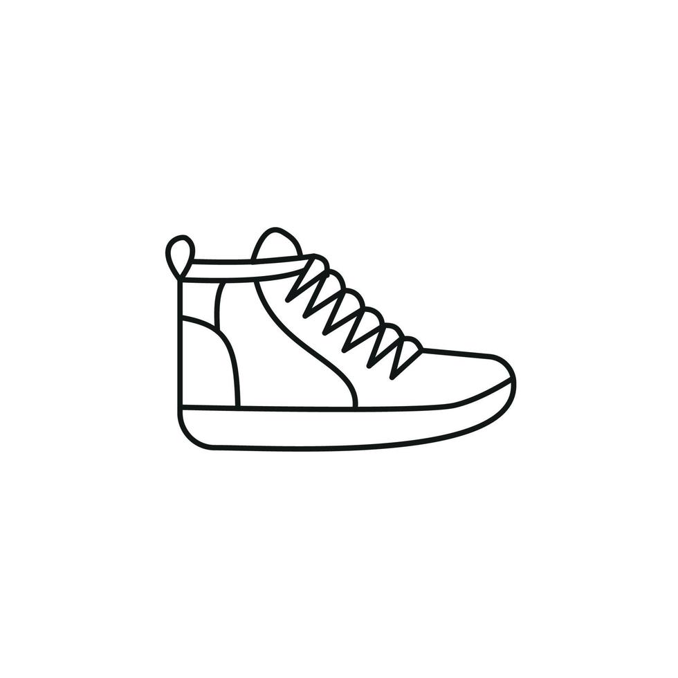 illustration vectorielle de contour noir et blanc de chaussures. baskets, unisexe, baskets contour. ligne vectorielle. vecteur