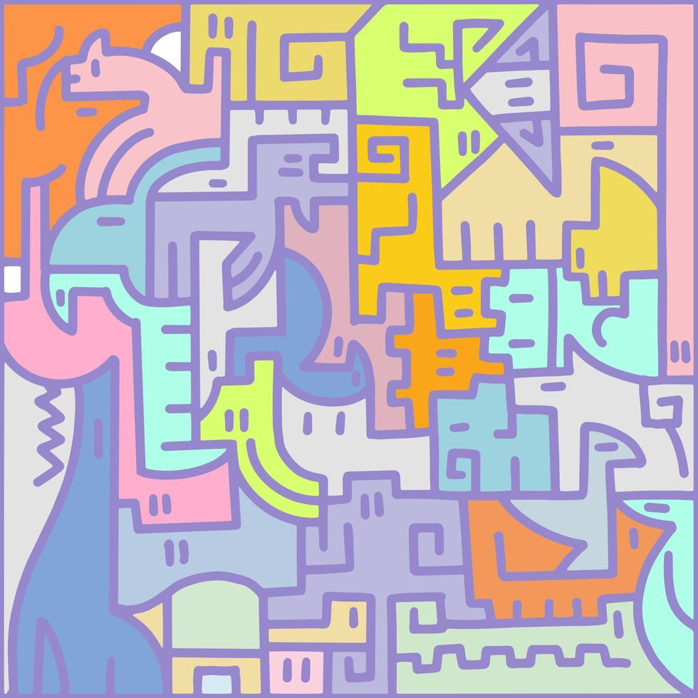 motif animalier. illustration vectorielle de couleur carrée. casse-tête pour les enfants. vecteur