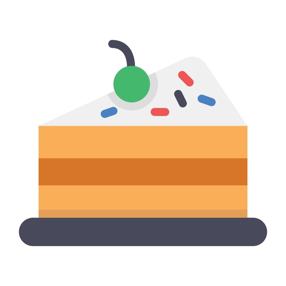dessert de célébration de fête, icône de gâteau d'anniversaire au design plat vecteur