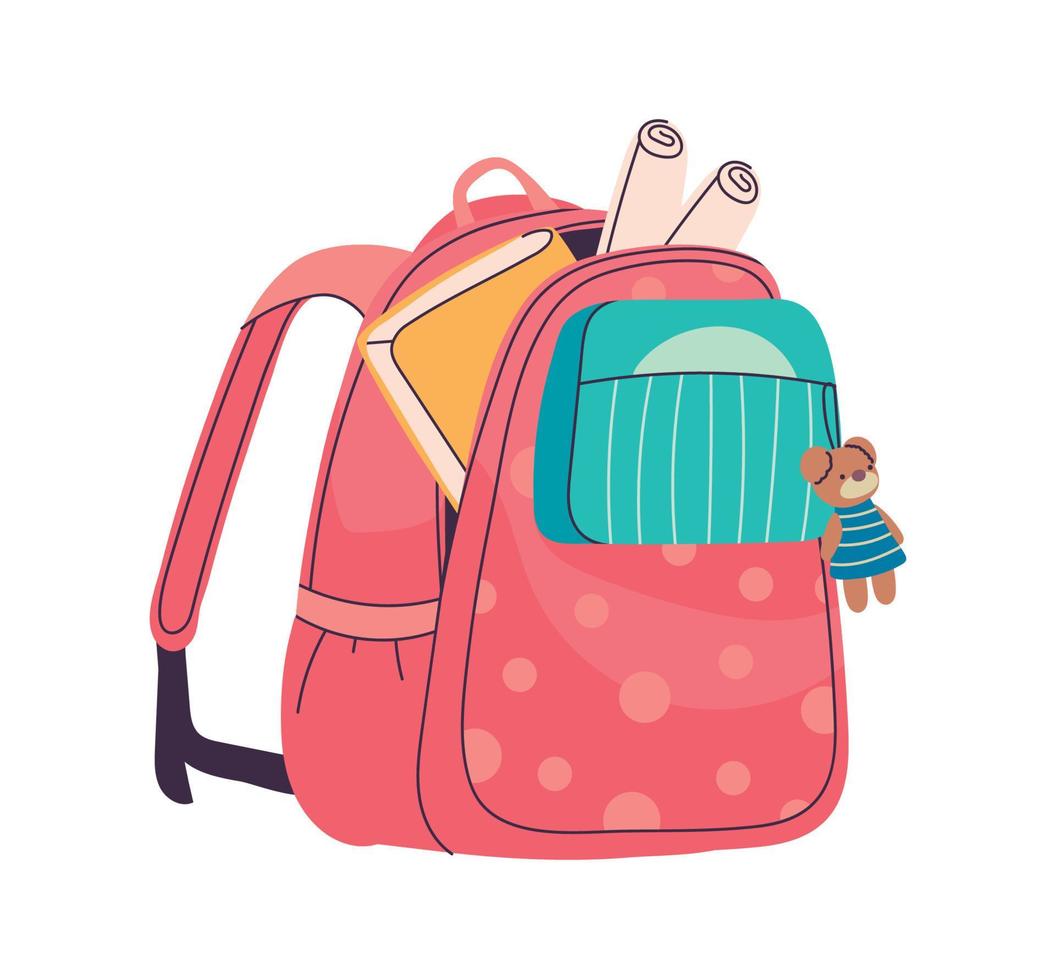fournitures de sac à dos scolaire vecteur