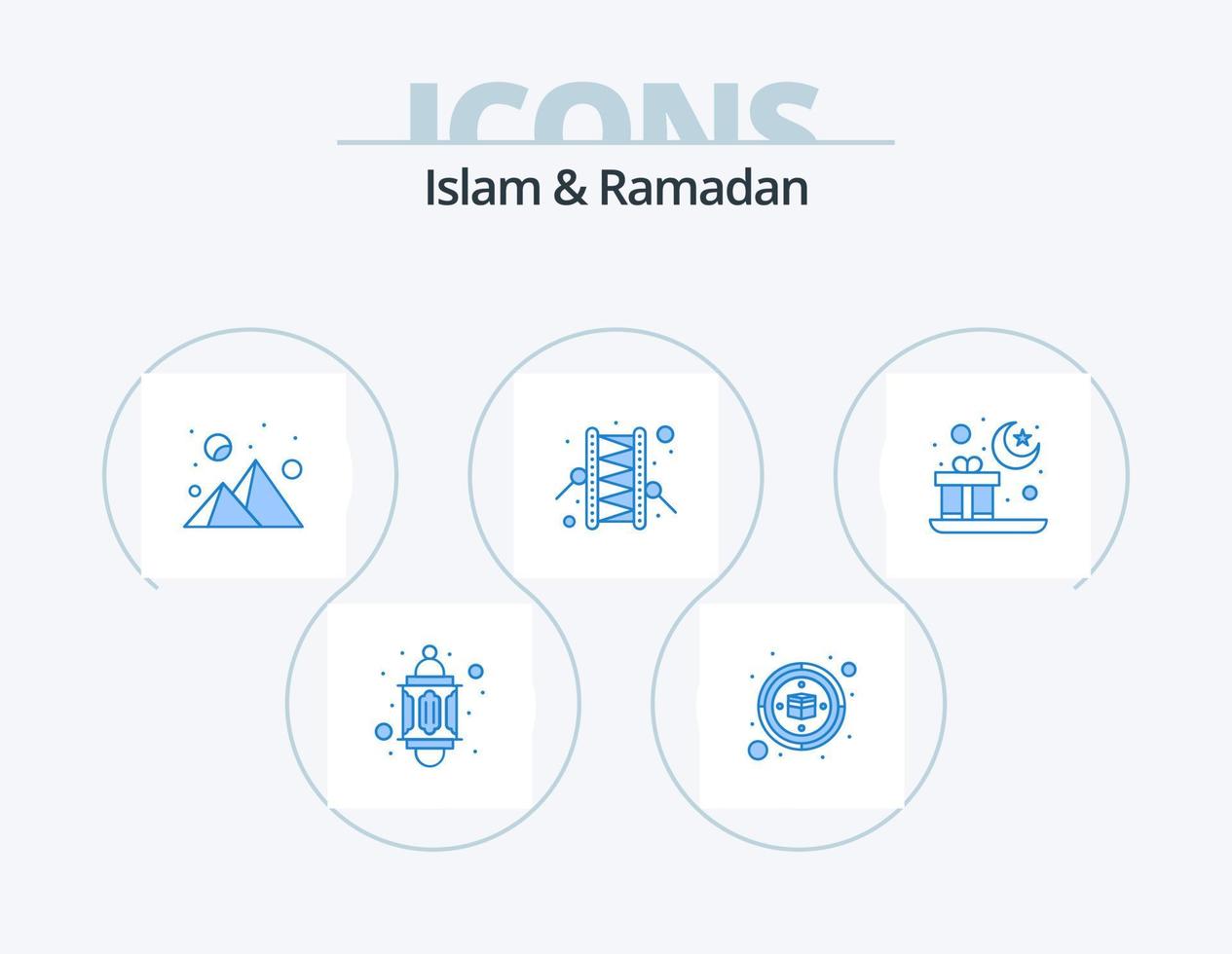 pack d'icônes bleu islam et ramadan 5 conception d'icônes. moubarak. Islam. soirée. le batteur. musulman vecteur