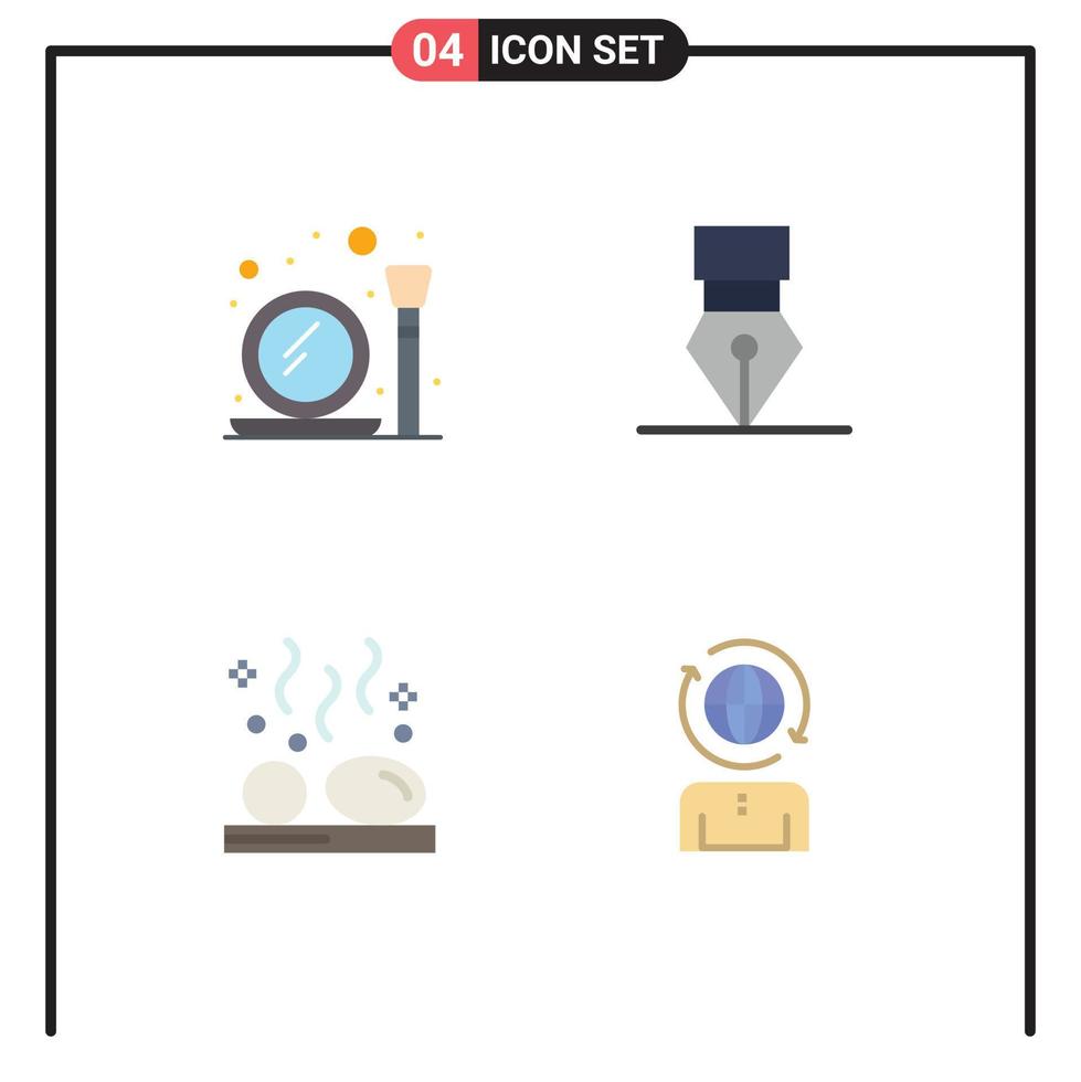 groupe de 4 icônes plates modernes définies pour le verre pierres de conception de pinceau de maquillage chaud éléments de conception vectoriels modifiables vecteur