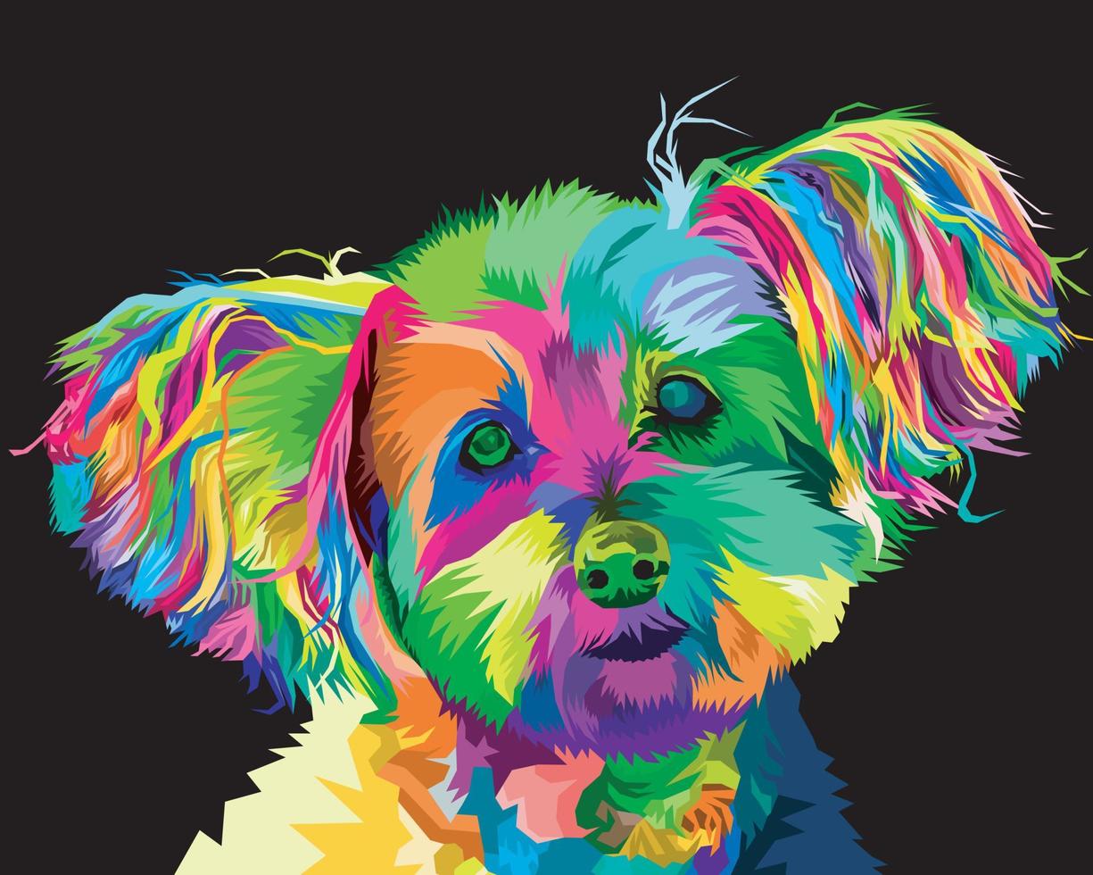 tête de chien yorkshire terrier colorée sur illustration vectorielle de style pop art vecteur