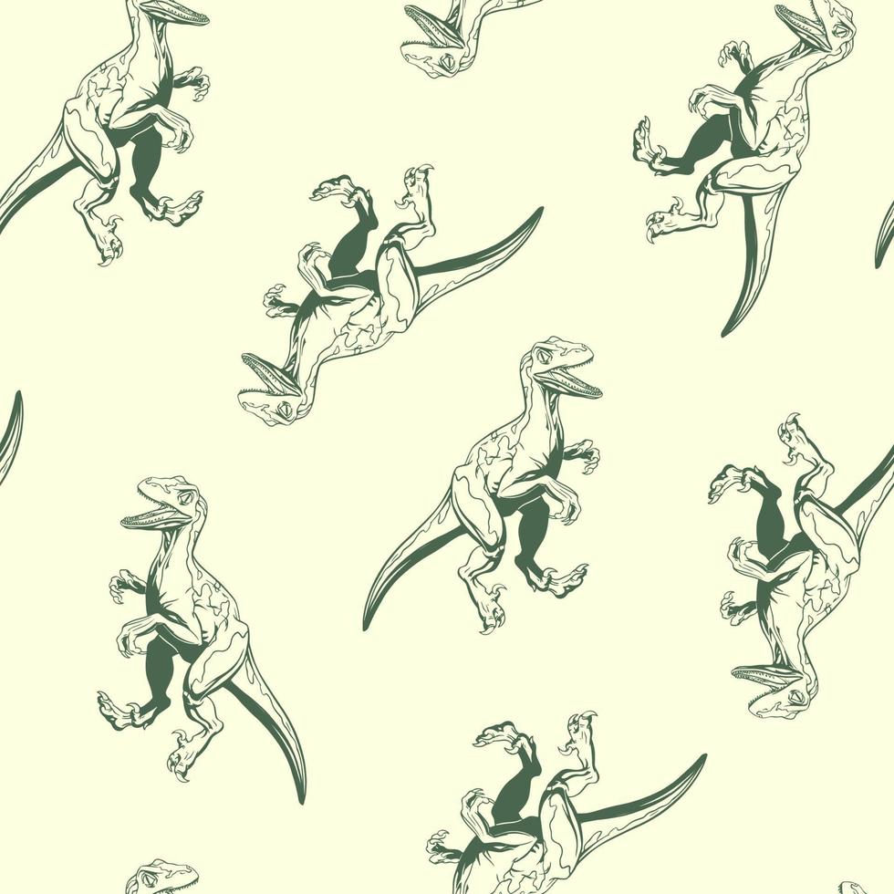 modèle sans couture de rapace de dinosaure dessiné à la main. clipart vectoriel