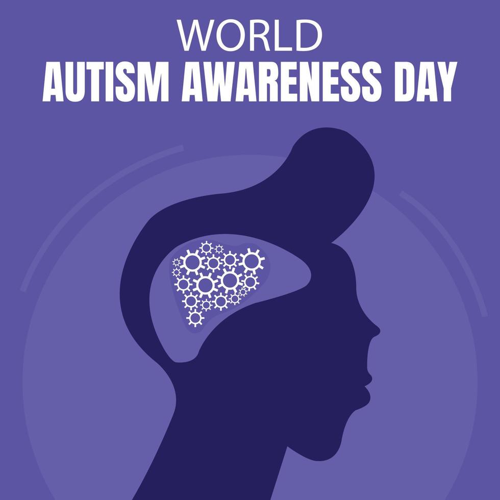 illustration graphique vectoriel de la silhouette d'une tête d'enfant remplie d'équipement, parfait pour la journée internationale, la journée mondiale de sensibilisation à l'autisme, célébrer, carte de voeux, etc.