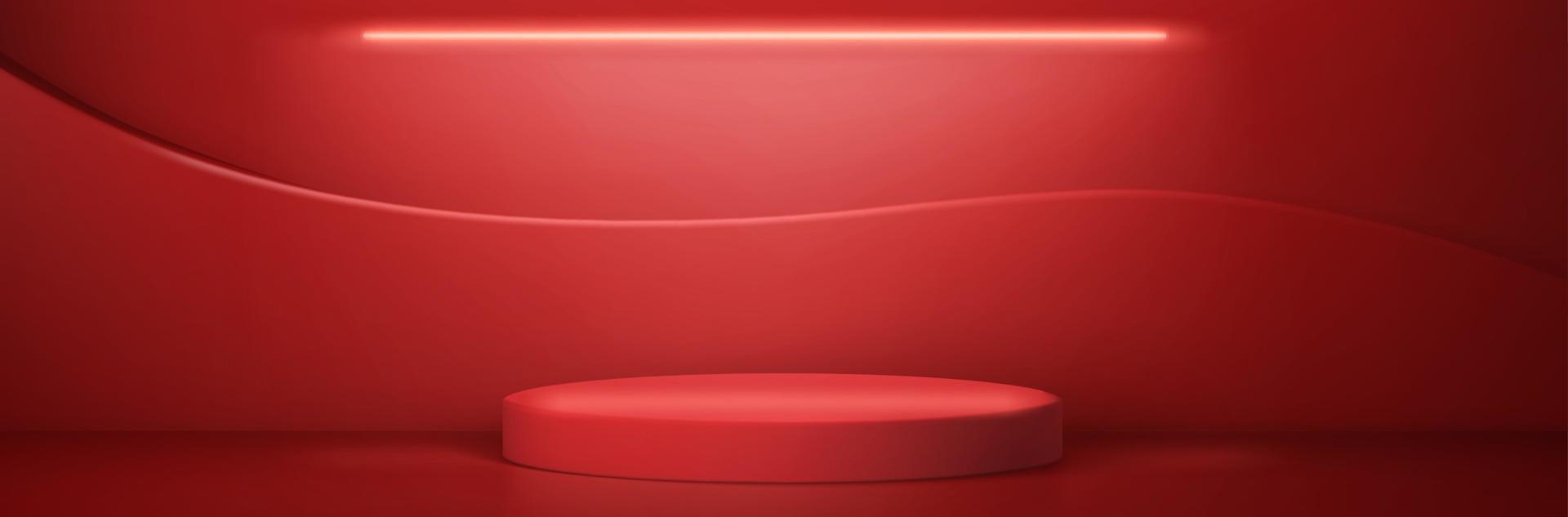 podium rond rouge, plate-forme ou scène vecteur