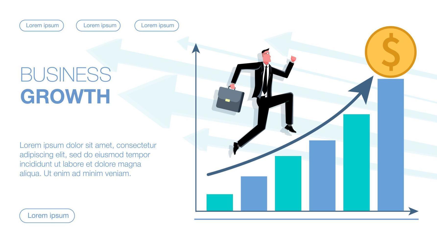 l'homme d'affaires monte la flèche sur le graphique vers le capital, qui symbolise l'illustration vectorielle plane de la croissance de l'entreprise vecteur