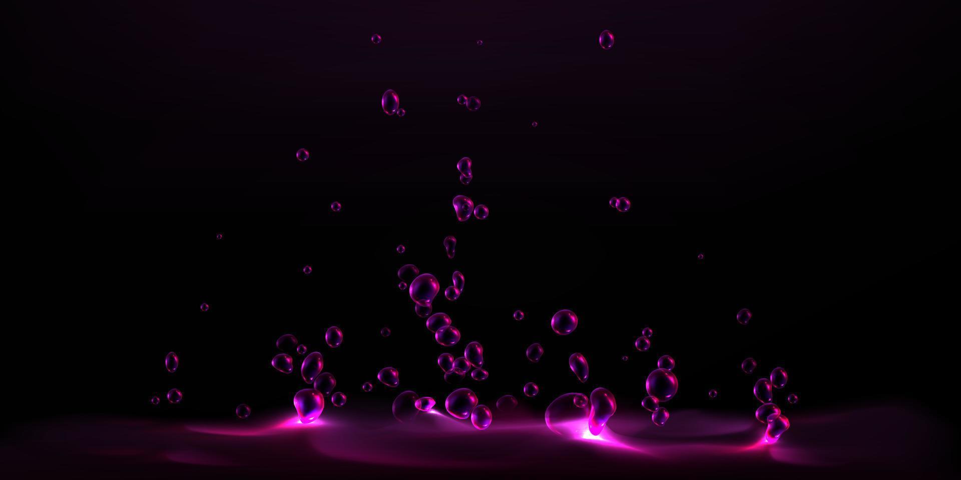 liquide violet et bulles d'air montantes vecteur