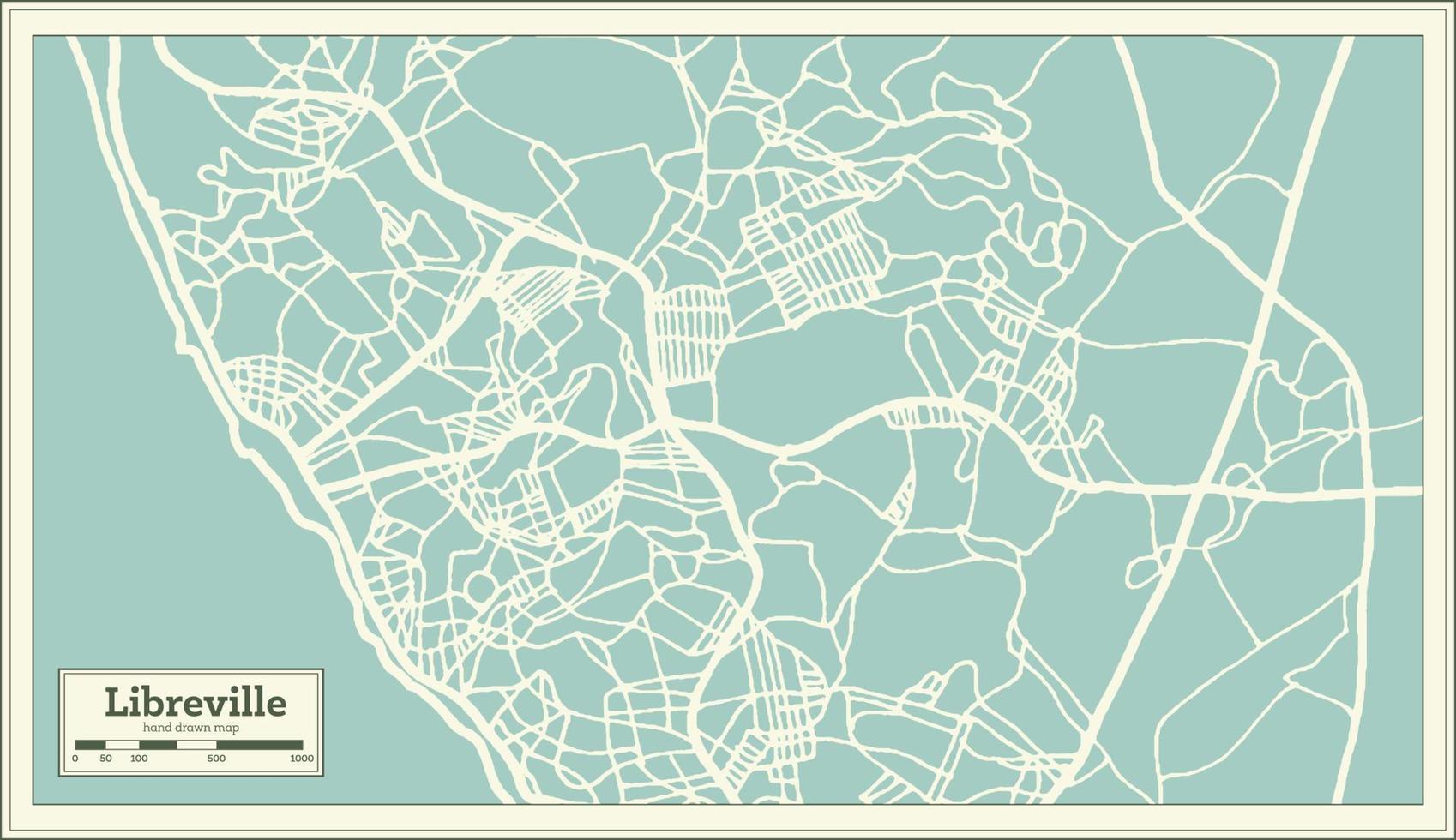 plan de la ville de libreville gabon dans un style rétro. carte muette. vecteur