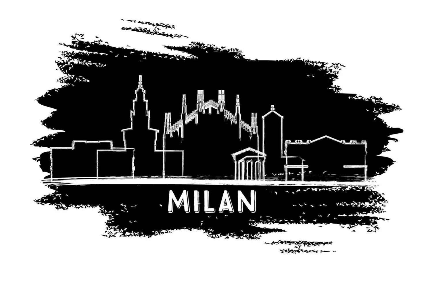 silhouette d'horizon de la ville de milan italie. croquis dessiné à la main. vecteur