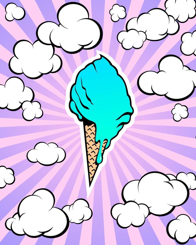 affiche de cornet de crème glacée. style pop-art. illustration vectorielle vecteur