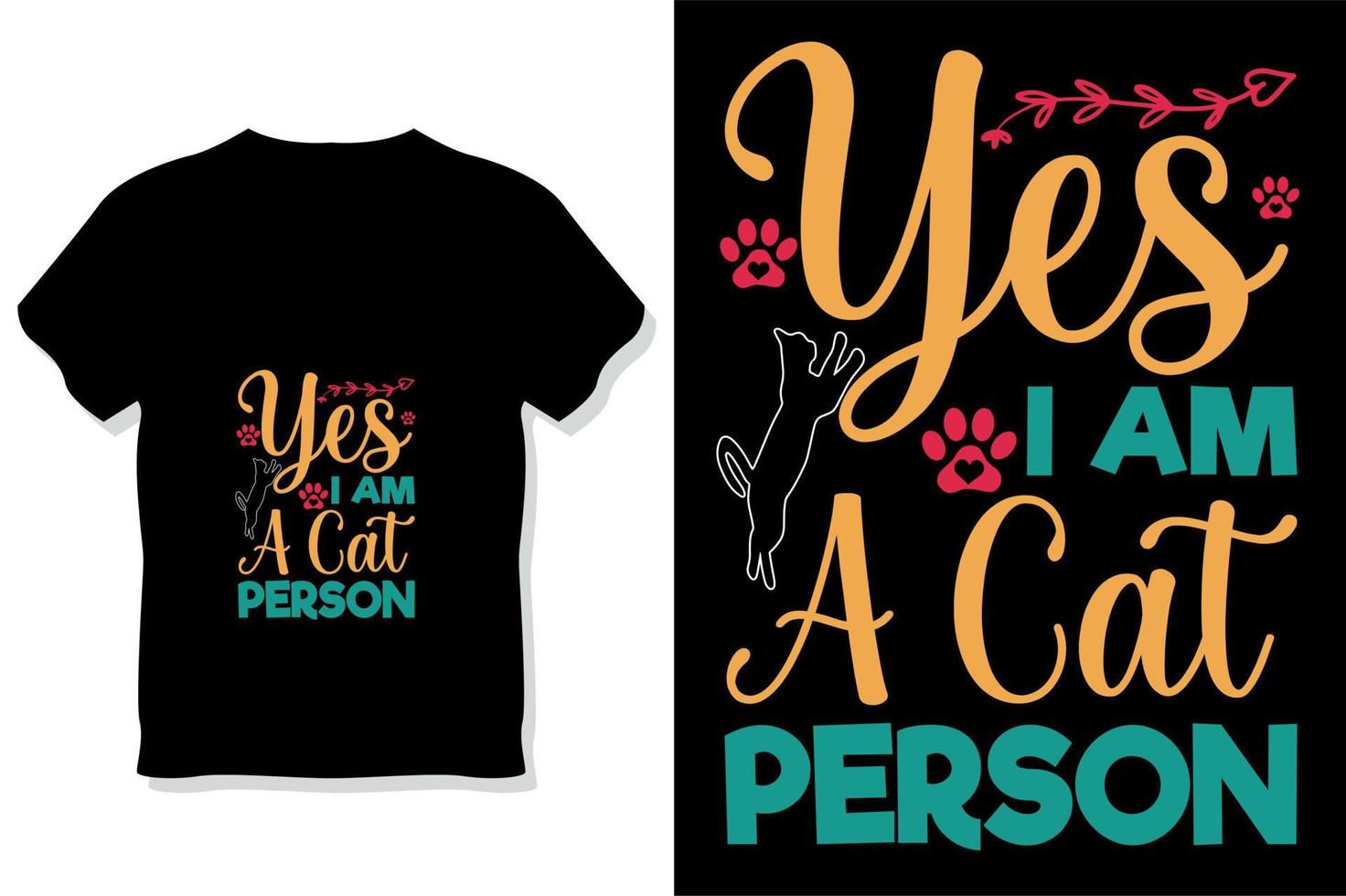 typographie de chat ou oui je suis une conception de t-shirt de personne de chat vecteur