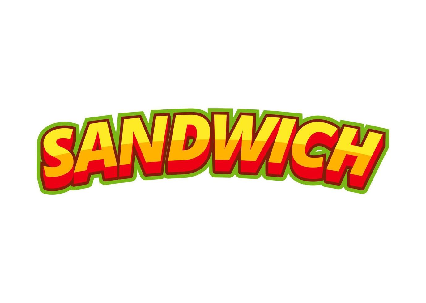 sandwich inscription multicolore dans un style pop-art pour l'impression et la décoration du menu monstre. illustration vectorielle. vecteur