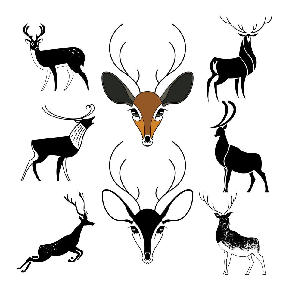 ensemble de signes de cerf pour les logos dans différents styles. vecteur