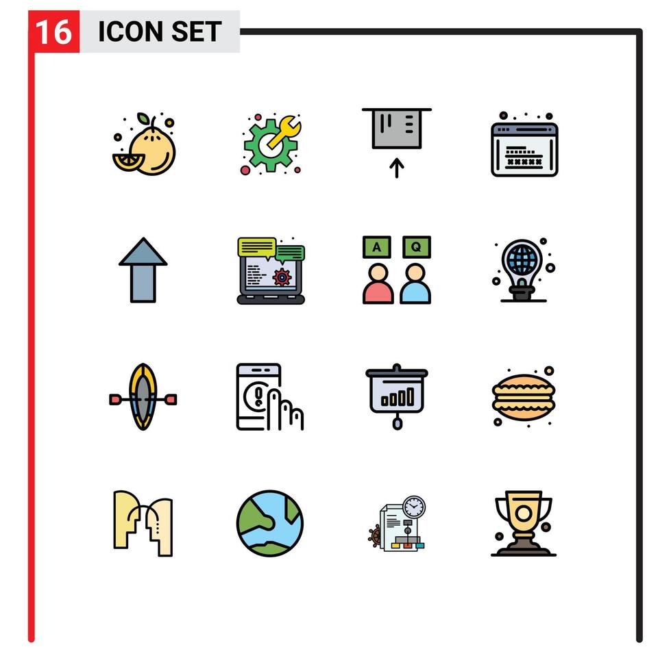 symboles d'icônes universelles groupe de 16 lignes modernes remplies de couleurs plates de téléchargement flèche carte de crédit programmation de sécurité web éléments de conception vectoriels créatifs modifiables vecteur